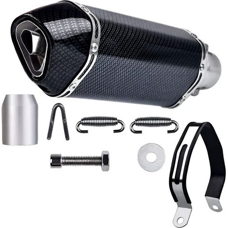Pot d'échappement hexagonal modifié, petit format, imitation fibre de carbone, universel pour motos sport, 38-51 mm (1/4)