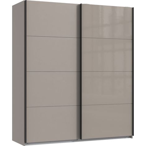 Armoire à portes coulissantes coloris Gris et verre coloris gris, graphite -Longueur 180 x Hauteur 208 x Profondeur 65 cm (1/2)