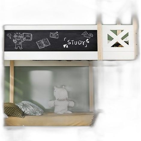 Lit cabane enfant avec toboggan et échelle 90x200 cm, bois massif pin et MDF, blanc et naturel (1/5)