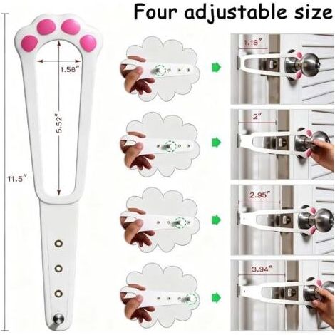 Loquet de Porte pour Chat,2 Pièces Ouvre-porte Pour la Ventilation et la Sécurité pour Chat Laisser Entrer Les Chats Empêcher Le Chien d'Entrer en Plastique Noir et Blanc (1/4)