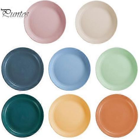 Ensemble de 8 assiettes plates sans BPA, compatibles micro-ondes, pour salades et pâtes, polyvalentes et réutilisables pour toutes les occasions. (1/4)