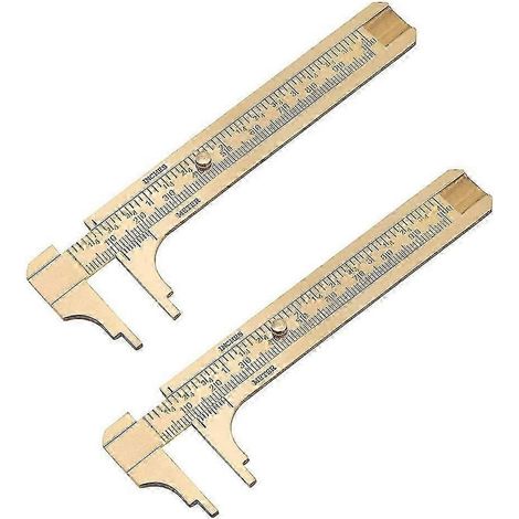 Pied à coulisse à 2 poches, double échelle coulissante 100 mm, en laiton, compatible avec la mesure de perles, fils et anneaux de bijouterie. WHBYV (1/4)