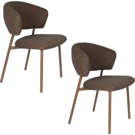 Chaise design, Lot de 2 chaises en tissu rembourrée - Jasmine Rouge en Fabric, BOITE A DESIGN