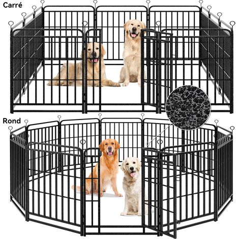 Puluomis Barrière de protection pour animaux, métal, 12 panneaux, 8 x 16 cm, tube en fer de 1 cm d'épaisseur, convient pour chambre à coucher, jardin, noir (1/5)
