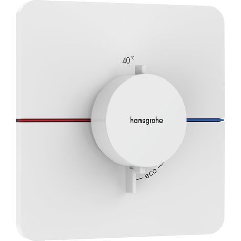 Mitigeur thermostatique, Robinet encastré avec arrêt de sécurité à 40°C, Thermostat 3 sorties, Blanc mat (1/5)
