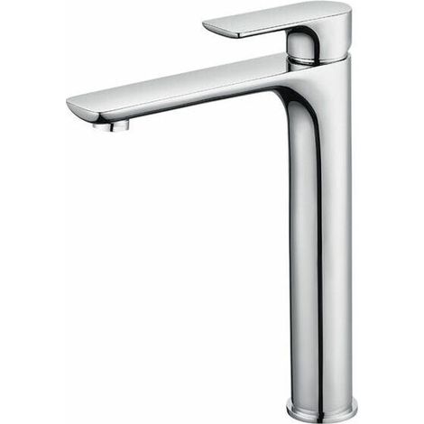 Mitigeur Lavabo Design à Bec Haut Grand Robinet Salle de Bain Chromé avec Mousseur Démontable Robinet de Lavabo en Laition Robinet haut salle bain (1/4)