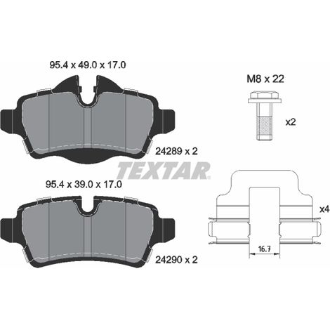 Kit de plaquettes de frein, frein à disque Textar 2428901 MINI 2289155 6772894