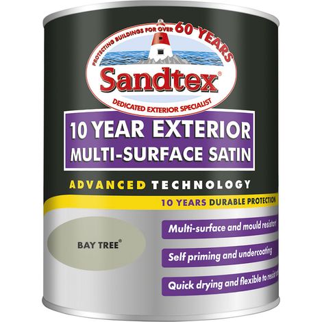 Sandtex 10 Year Exterior Multi Surface Satin - Bay Tree - 750ml