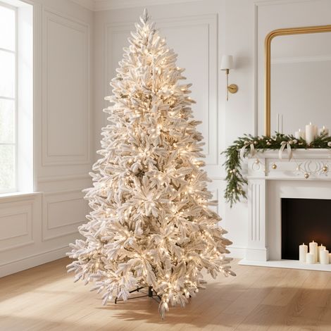 Albero di natale Innevato "Kendric" con Led in PE Effetto Real Touch e PVC di Altissima Qualità + Flock -210 cm (1/5)