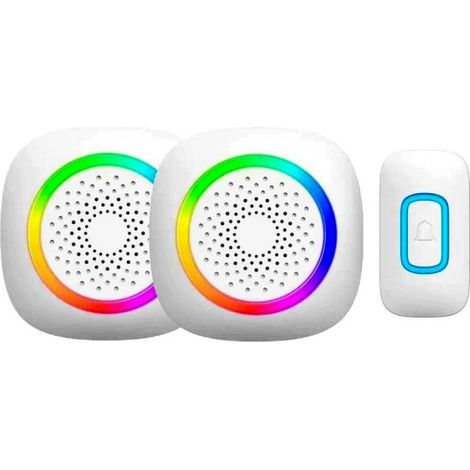 2 CAMPANELLI SENZA FILI WIRELESS 2 ricevitori luce RGB 60 melodie RL-2R3995 (1/5)