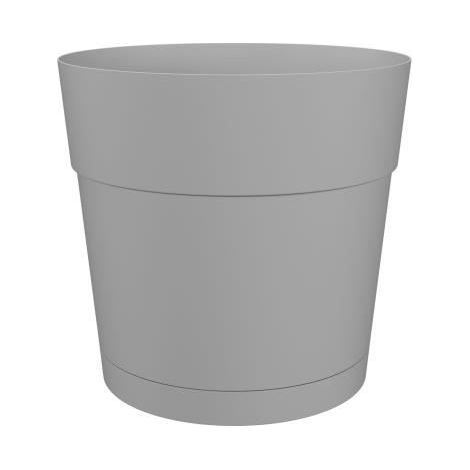 MACETERO GRANDE REDONDO PARA FLORES Y PLANTAS CAPRI - PLÁSTICO - DEPÓSITO DE AGUA - DIÁMETRO 30 CM - GRIS CLARO - ARTEVASI