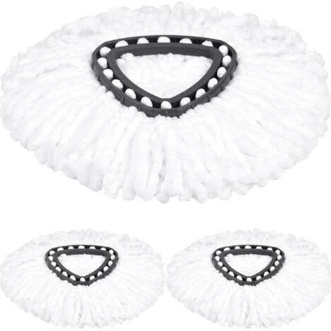 [JAMAIS UTILISÉ] 3 serpillères en microfibre compatibles avec la tête de nettoyage Vileda Turbo 2 en 1 EasyWring & Clean [Blanc] (1/4)