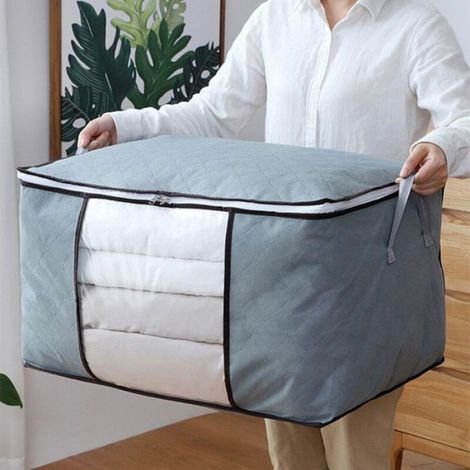 Sacs Rangement Couettes - Tissu Non Tissé - Sous Lit Déménagement Voyage - 2 Pièces - 60x40x35 cm Et 46x28x48 cm (1/3)