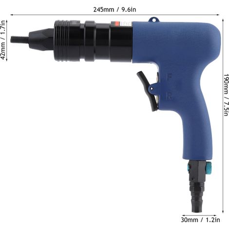 Pistolet à écrous et rivets pneumatique KP-7805, mandrin de pistolet à écrous et rivets pneumatique M10-M12 (mandrin de rivetage remplaçable ventes groupées recommandées : GS21337, GS10824-01, GS1082 (1/4)