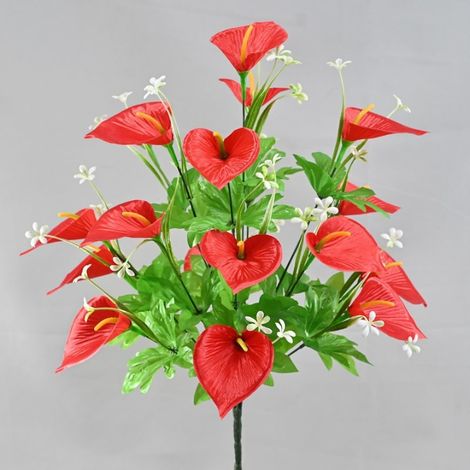 Lotus De Fer À Cheval Artificiel Bundle - True Touch Simulation Fleur, Lotus De Fer À Cheval Décoration, Rouge (1/5)
