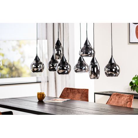 Lampadario a sospensione 8 luci H340 vetro fumé (1/5)