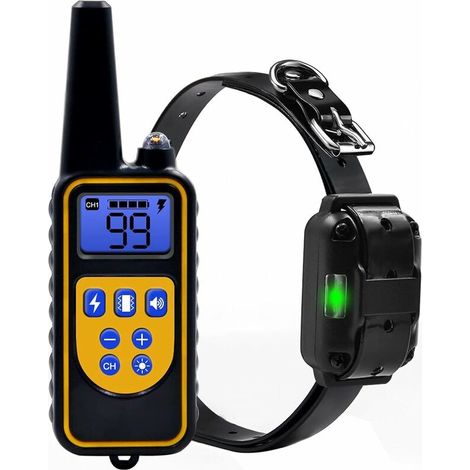 Collier de dressage pour chien étanche IP67 avec buzzer, vibration et lumière LED, mode dressage, vibration réglable, noir (Noir)