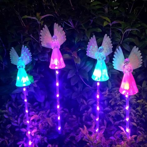 Lot de 2 statues d'anges solaires lumineuses LED décoratives pour jardin et tombe (1/4)