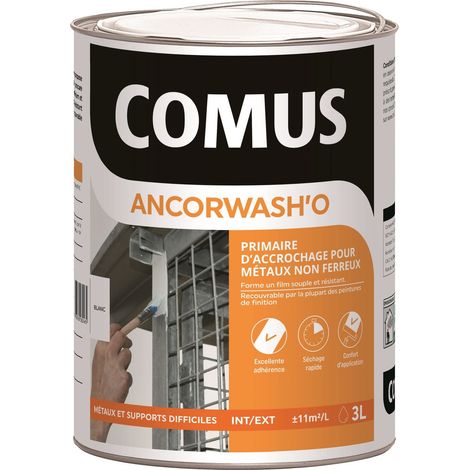 ANCORWASH'O BLANC 3L - Primaire d'accrochage en phase aqueuse pour métaux non ferreux et PVC rigide - COMUS
