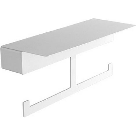 Porta rotolo design moderno doppio gancio in acciaio inox finitura bianca opaca  NUEVO-B kamalu