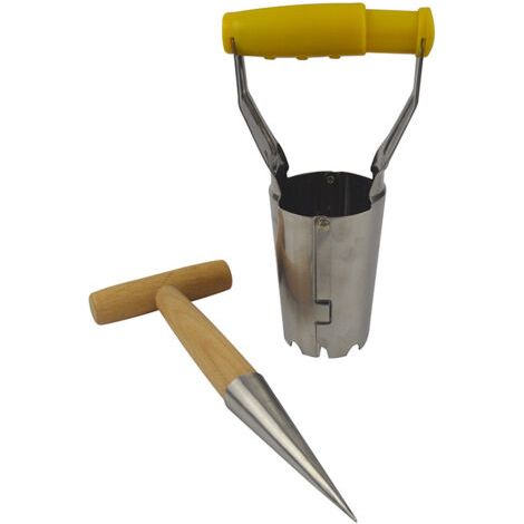 Outils de jardinage Ensemble de repiquage de semis, outils de plantation pour le repiquage de petits semis Ensemble de semis, comprenant une perforatrice et un planteur de semis (12,5 7,2 28 cm) (1/5)