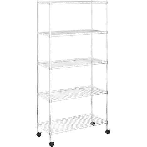 Étagère de rangement 5 niveaux roues 75x35x155 cm Chrome 250 kg (1/5)