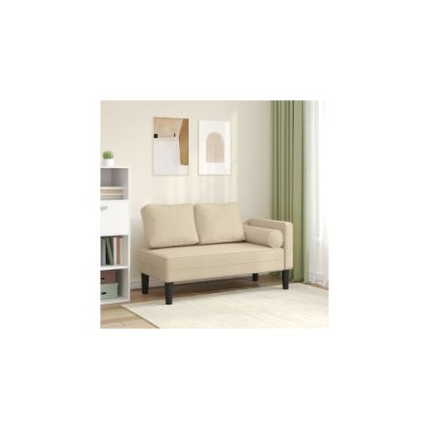 Chaise longue avec coussins crème tissu (1/5)