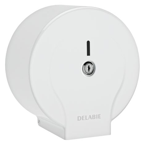 Dévidoir de papier toilette Delabie pour rouleau 200 m acier peint blanc (1/2)