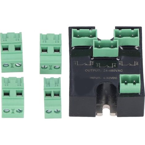 BERM 3-Phasen-Halbleiterrelais-Mini-SSR-Relais-Anschlussset, 4–32 V DC Eingang, 24–480 V AC Ausgang