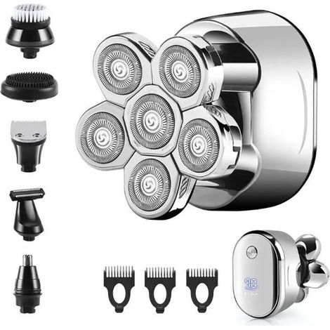 Men's Electric Razor, Rechargeable Electric Razor, USB Bald Head Shaver, Cordless Rotary Shaver, Waterproof Electric Shaver, Beard Trimmer with Facial Cleansing Brush (1/4)
