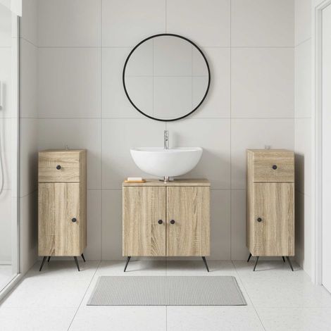 vidaXL 3 Piece Bathroom Cabinet Set BREDA Sonoma Oak Engineered Wood (1/5)