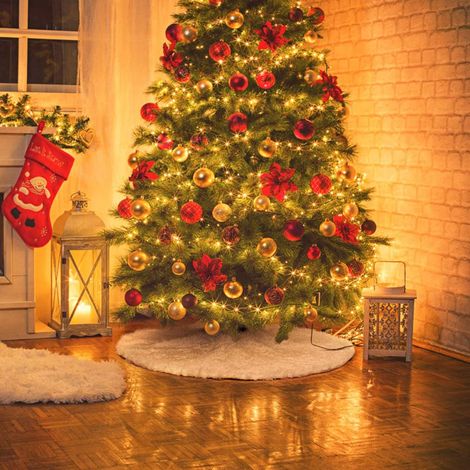 Jupe Pour Arbre De Noël - 90 Cm - Couverture De Base D'Arbre De Noël - Blanc - 1 Pièce (1/5)