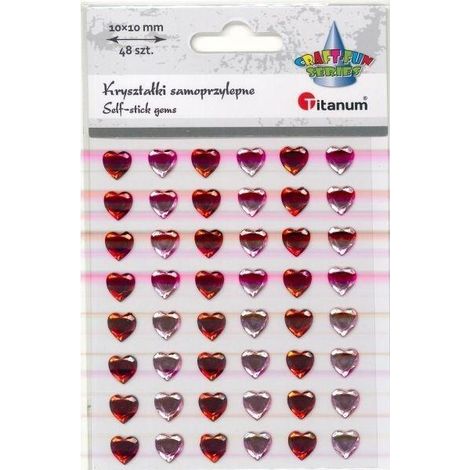Cristaux en forme de cœur autocollants 10x10mm, lot de 48