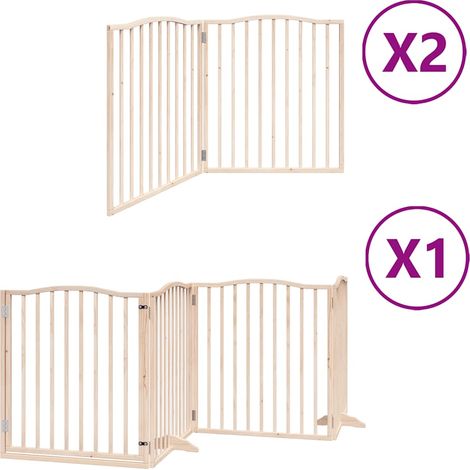 Barrière pour chien porte pliable 8 panneaux bois de peuplier