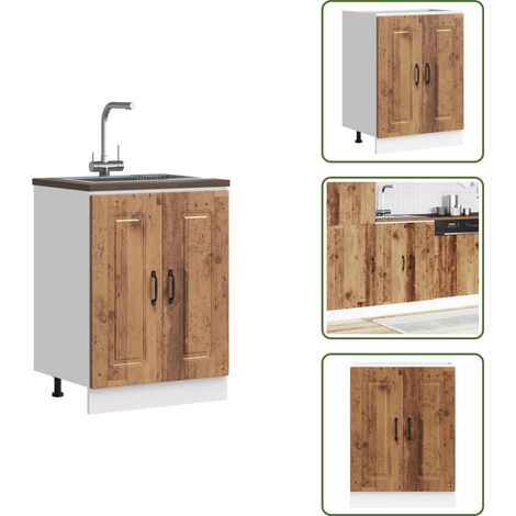 Meuble bas pour évier Kalmar vieux bois bois d'ingénierie - Meuble Bas D'évier - Meubles Bas D'évier - Meuble Bas De Cuisine - Meuble Bas De Cuisine Pour Évier (1/5)
