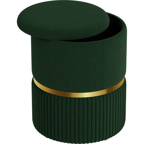 Green Velvet Storage Ottoman for Stylish Organization and Home Decor