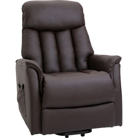 Fauteuil électrique releveur fauteuil relax avec repose-pieds dossier inclinable télécommande poche latérale marron (1/5)