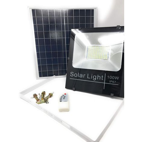 TEMPO DI SALDI Faro a LED da 100W SMD Luce Bianca con Pannello Solare, Sensore e Telecomando (1/5)
