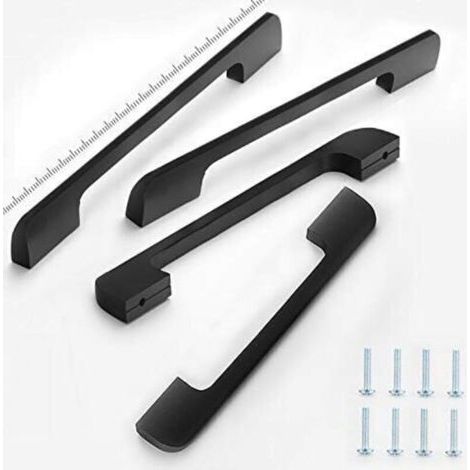[4 pièces] Poignée de meuble de cuisine de 160 mm, poignée d'armoire en acier inoxydable noir (1/5)