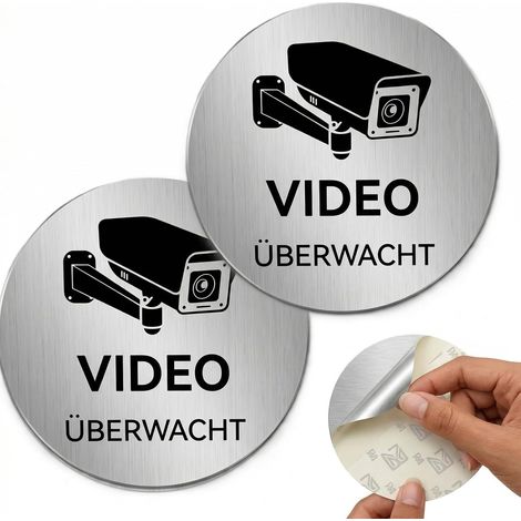 Panneau de Caméra, 2 Panneaux de Propriété Privée, Alarme de Sécurité, Intérieur/Extérieur, en Aluminium, Avec Autocollant (Vidéo Surveillance) (1/5)