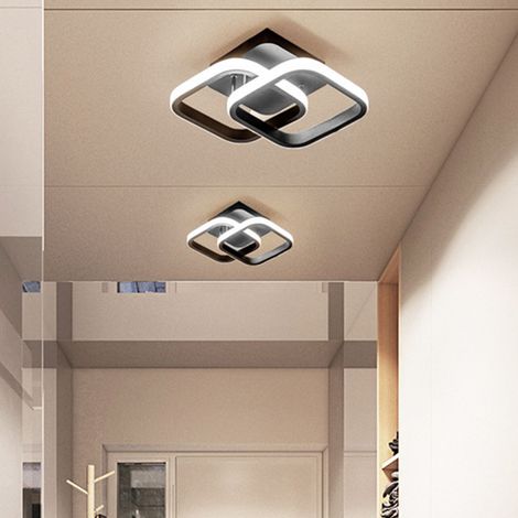 Plafonnier LED moderne à 2 lumières, plafonnier superposé, applique murale carrée pour couloir, luminaire à cadran en fer forgé. (1/5)