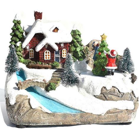 Maisons de Noël illuminées, village de Noël, décorations de Noël, maison enneigée avec lumières LED pour la décoration intérieure B (1/5)