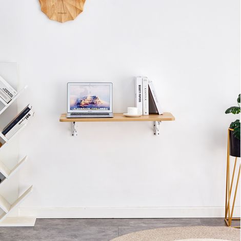 Table murale pliante 79,76 x 39,88 x 18,54 cm en MDF avec support métallique blanc DESVIAE (1/5)