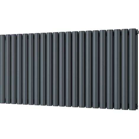 Omeara - Anthracite Horizontal Radiator H600mm x W1218mm Double Panel