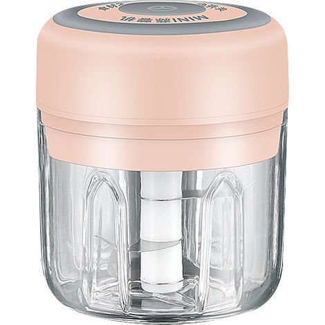 Mini Hachoir à Ail Électrique Sans Fil Hachoir à Aliment Fruits Légumes Mixeur Accessoires Cuisine 250ML USB Rechargeable