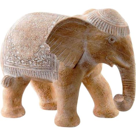 Statuette Éléphant blanc patiné