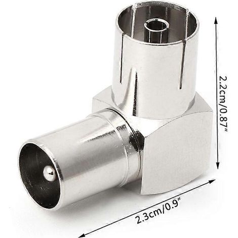 Adaptateur de câble d'antenne TV 90 : câble coaxial RF F femelle vers prise mâle TV (prise femelle). (1/4)