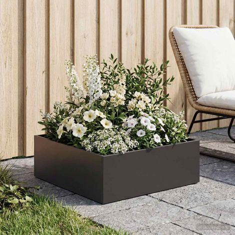 vidaXL Macetero de Jardín Negro 60 x 60 x 20 cm Acero laminado en frío (1/5)