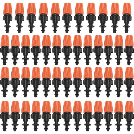 CCYKXA 50 Pcs Drip Irrigation Spray Emitters, Adjustable Misting Drippers Tube Connector Irrigation Sprinklers Head Watering System, for Garden, Lawn, Farm, Vegetable Garden (1/5)