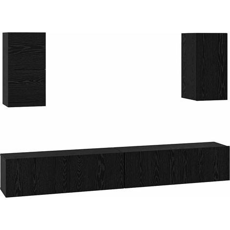 Meuble TV,Banc TV,Armoire TV mural Montage mural Chêne noir Bois d'ingénierie CFW684672 (1/5)